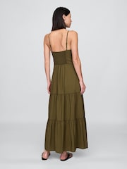 Gap Green Tie-Front Tiered Maxi Dress - Image 3 of 5