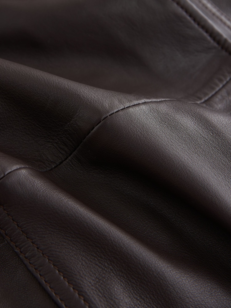 Čokoladno rjava - N. Premium Real Leather Trench Jacket - Slika 2 iz 3