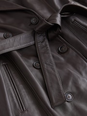 Čokoladno rjava - N. Premium Real Leather Trench Jacket - Slika 3 iz 3
