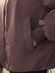 self. Mink Brown Collarless Bomber Jacket - Image 5 of 9