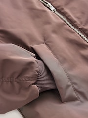 self. Mink Brown Collarless Bomber Jacket - Image 9 of 9