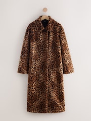Leopardenmuster - Langer Mantel aus Fellimitat - Bild 1 von 4