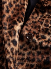 Leopardenmuster - Langer Mantel aus Fellimitat - Bild 4 von 4
