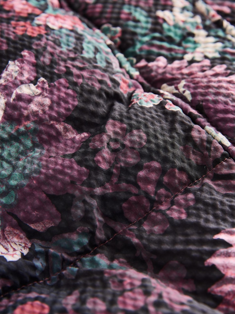 Burgundy Red Tapestry Print Short Padded Coat with Detachable Sleeves - Image 10 of 10 Burgundy Red Tapestry Print Short Padded Coat with Detachable Sleeves - Image 10 of 10