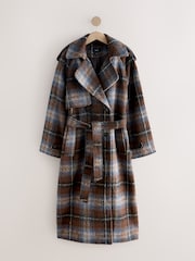 Chocolate Brown Check Check Trench Coat - Image 1 of 3