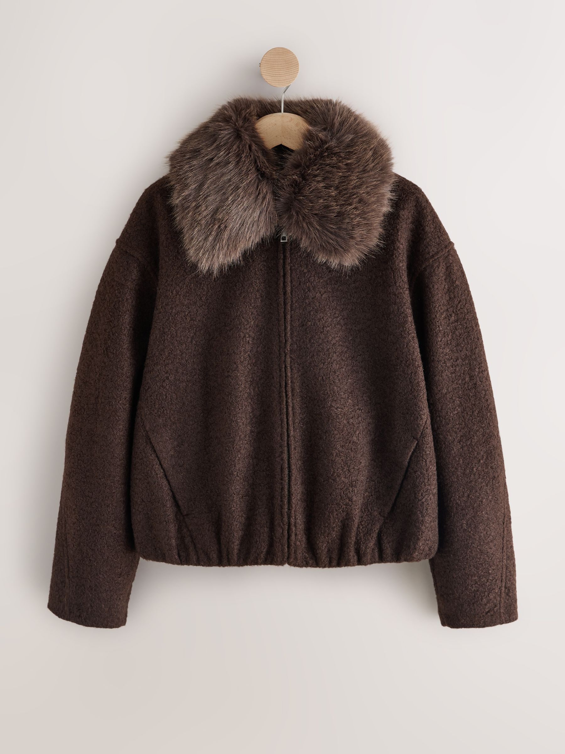 Buy Chocolate Brown Coatigan Bomber Jacket with Detachable Faux