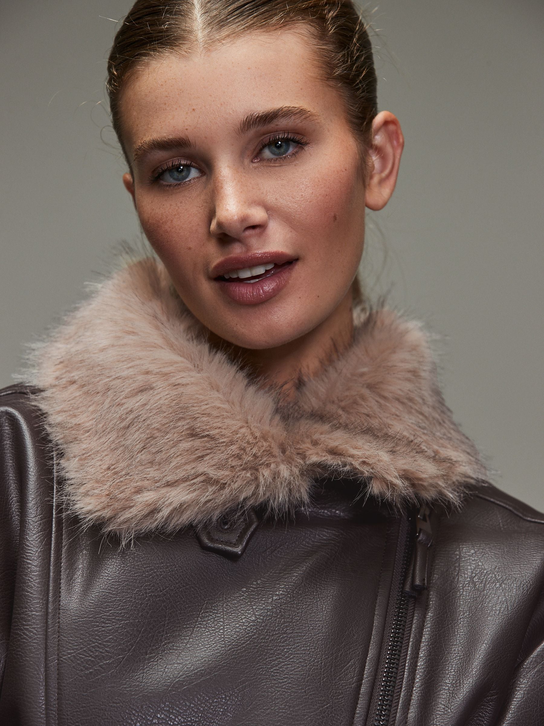 Buy Chocolate Brown PU Bomber Jacket with Faux Fur Trim from Next USA