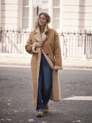 Tan Brown Shearling Maxi Coat - Image 1 of 3