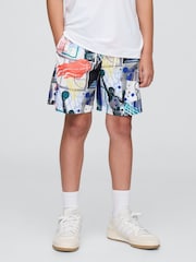 Gap Grey Basketball Print 6" Recycled Mesh Easy Shorts (4-13yrs) - Image 1 of 5