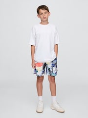 Gap Grey Basketball Print 6" Recycled Mesh Easy Shorts (4-13yrs) - Image 2 of 5