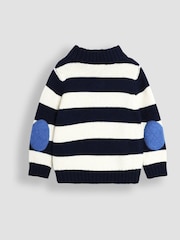 JoJo Maman Bébé Blue Classic Stripe Half Zip Jumper - Image 3 of 3
