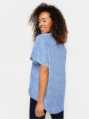 M&Co Blue Ditsy Floral Print Button Through Shirt - Image 3 of 5