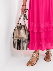 Joe Browns Gold Gold Suede Fringed Bag - Image 1 of 6