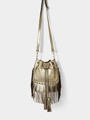 Joe Browns Gold Gold Suede Fringed Bag - Image 2 of 6