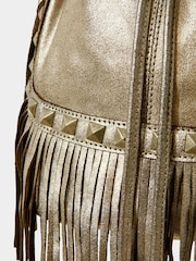 Joe Browns Gold Gold Suede Fringed Bag - Image 4 of 6