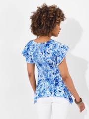 Joe Browns Blue Printed Slim Fit Scoop Neck Top - Image 4 of 7