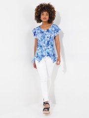 Joe Browns Blue Printed Slim Fit Scoop Neck Top - Image 6 of 7