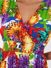 Joe Browns Yellow Colour Pop Floral Print Cap Sleeve Knee Length Dress - Image 2 of 5