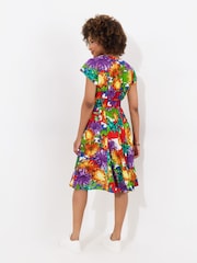 Joe Browns Yellow Colour Pop Floral Print Cap Sleeve Knee Length Dress - Image 4 of 5