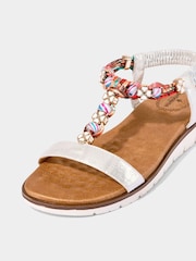 Joe Browns Silver Flower Beaded T-Bar Sandals - Image 4 of 4
