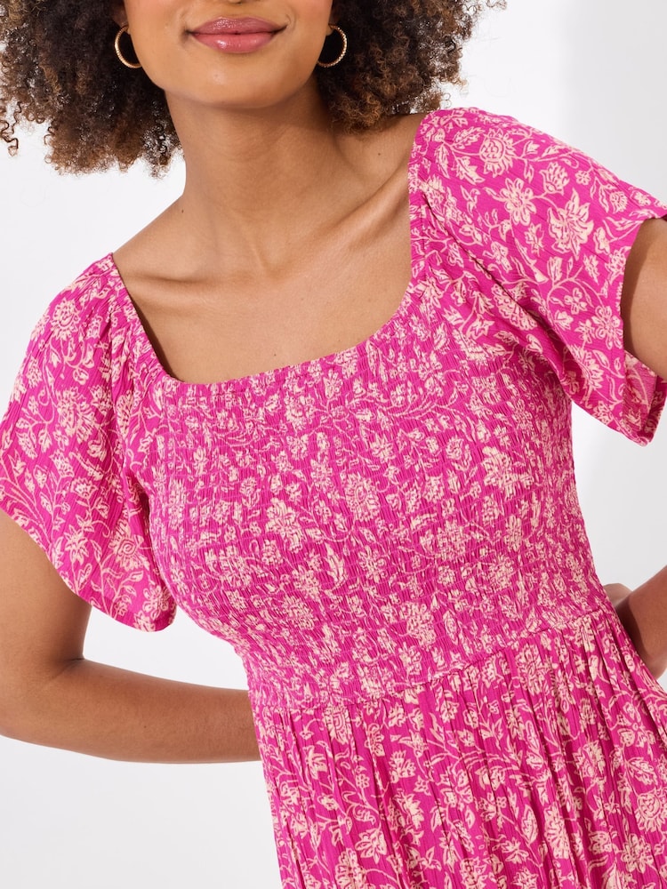 Joe Browns Pink Flattering Shirred Bodice Floral Maxi Dress - Image 2 of 5
