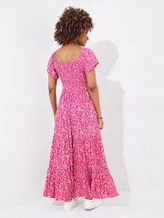 Joe Browns Pink Flattering Shirred Bodice Floral Maxi Dress - Image 4 of 5