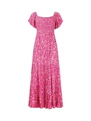 Joe Browns Pink Flattering Shirred Bodice Floral Maxi Dress - Image 5 of 5