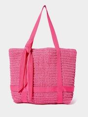 Joe Browns Pink Skinny Scarf Straw Hat and Woven Beach Bag Set - Image 2 of 6
