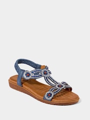Joe Browns Blue Diamanté T-Bar Sandals - Image 2 of 4