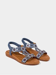 Joe Browns Blue Diamanté T-Bar Sandals - Image 3 of 4