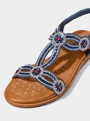 Joe Browns Blue Diamanté T-Bar Sandals - Image 4 of 4