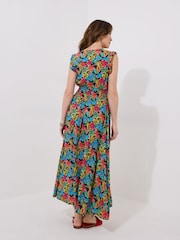 Joe Browns Black Tropical Print V-Neck Tassel Sleeveless Maxi Dress - Image 4 of 5
