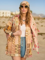 Joe Browns Brown Patchwork Print Kantha Kimono - Image 1 of 5