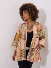 Joe Browns Brown Patchwork Print Kantha Kimono - Image 4 of 5