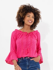 Joe Browns Pink Shirred Hem Broderie Top - Image 1 of 5