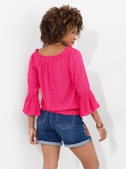 Joe Browns Pink Shirred Hem Broderie Top - Image 4 of 5