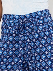 Joe Browns Blue Lightweight Geo Border Print Tie Waist Trousers - Image 3 of 5