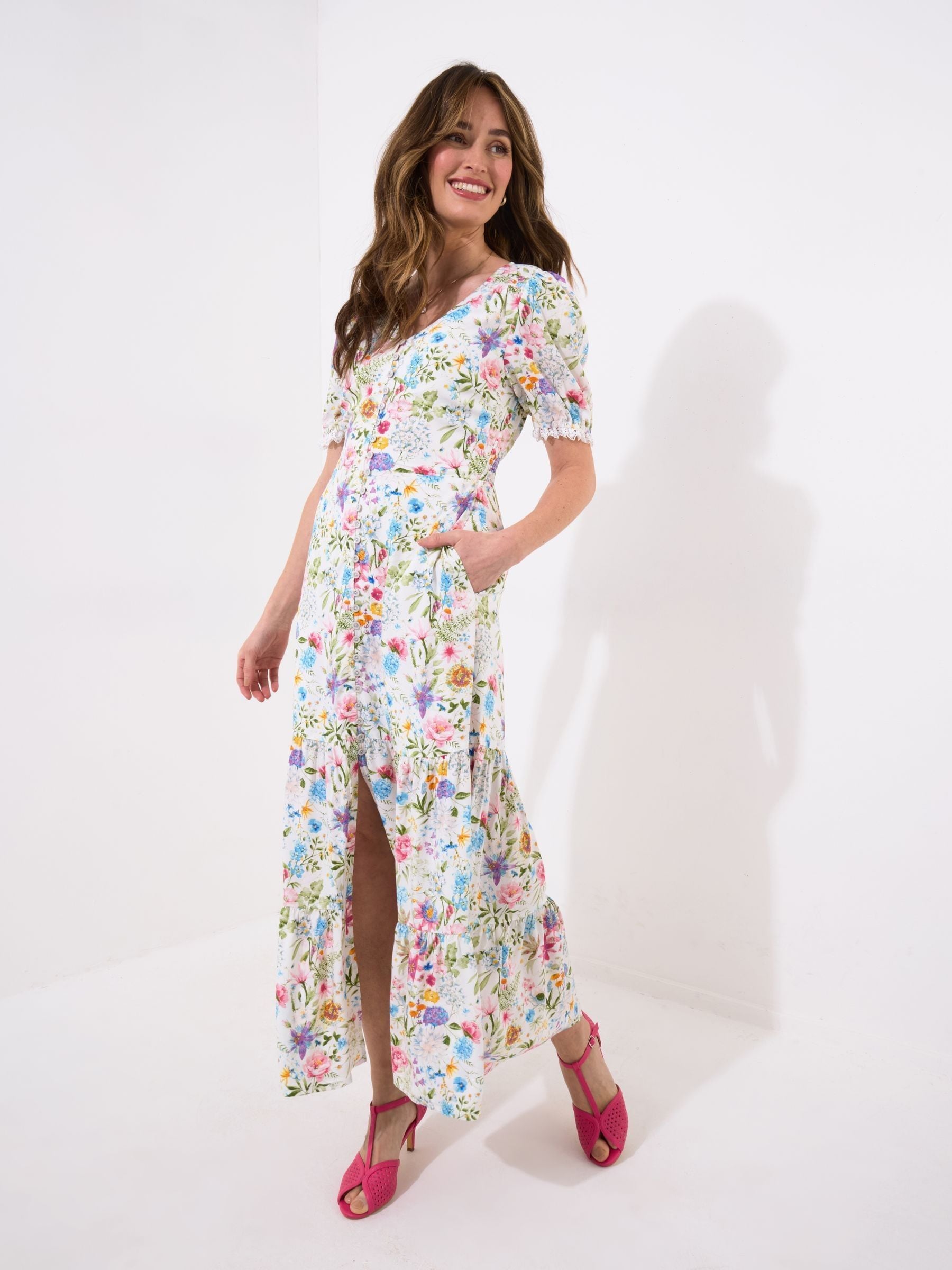 Joe Browns White Vintage Lace Floral Print Maxi Dress