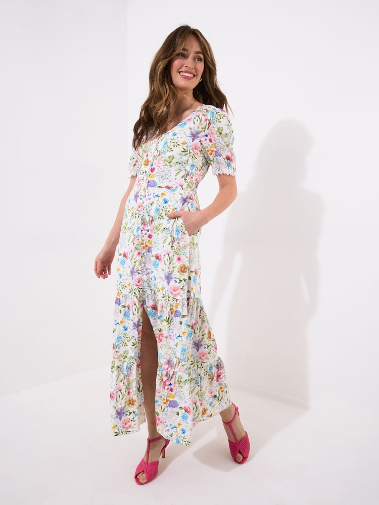 Joe Browns White Vintage Lace Floral Print Maxi Dress - Image 1 of 5