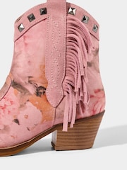Joe Browns Pink Rose Embroidered Suede Western Boots - Image 3 of 6