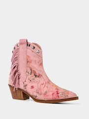 Joe Browns Pink Rose Embroidered Suede Western Boots - Image 5 of 6