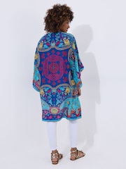 Joe Browns Blue Relaxed Fit Boho Scarf Print Kimono - Image 4 of 5