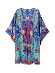 Joe Browns Blue Relaxed Fit Boho Scarf Print Kimono - Image 5 of 5