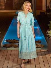 Joe Browns Green Embellished Boho Border Trim Maxi Dress - Image 2 of 7