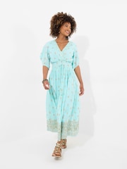 Joe Browns Green Embellished Boho Border Trim Maxi Dress - Image 6 of 7