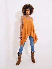Joe Browns Yellow 100% Cotton Tassel Trim Handkerchief Hem Strappy  Top - Image 2 of 7