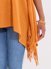 Joe Browns Yellow 100% Cotton Tassel Trim Handkerchief Hem Strappy  Top - Image 6 of 7