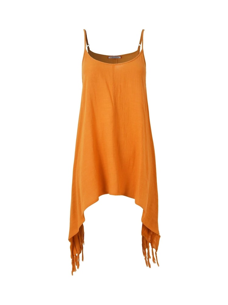 Joe Browns Yellow 100% Cotton Tassel Trim Handkerchief Hem Strappy  Top - Image 7 of 7