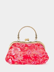 Joe Browns Red Opulent Floral Jaquard Vintage Frame Clutch Bag - Image 1 of 3