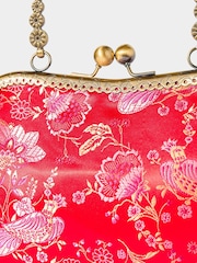 Joe Browns Red Opulent Floral Jaquard Vintage Frame Clutch Bag - Image 3 of 3